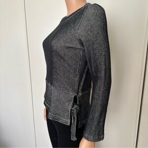 MADEWELL Pullover Sweater Top XS French Rib Knit Side-Tie Black White Stripe